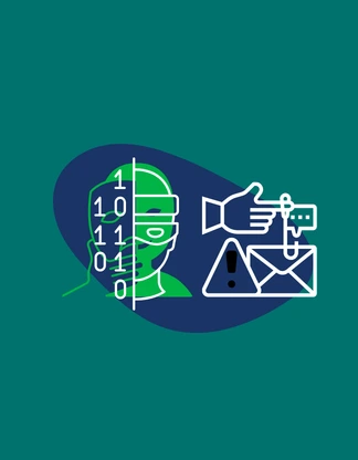 Ilustracja przedstawiająca socjotechnikę – sylwetka człowieka, wiadomość phishingowa i symbole manipulacji wykorzystywane w cyberatakach.